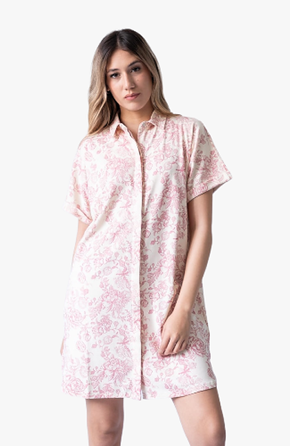 Short Pajama Cotton Sunset Red Robe