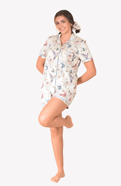 Short Pima Cotton Pajama Amore Natural Set