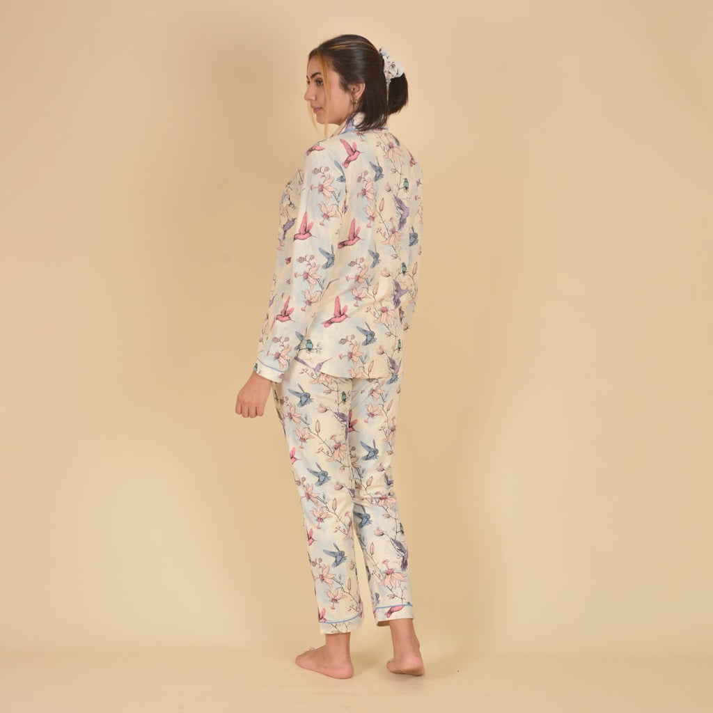 Long Pima Cotton Pajama Eleganza Natural Set