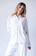 Long Pima Cotton Pajama Natural White Set